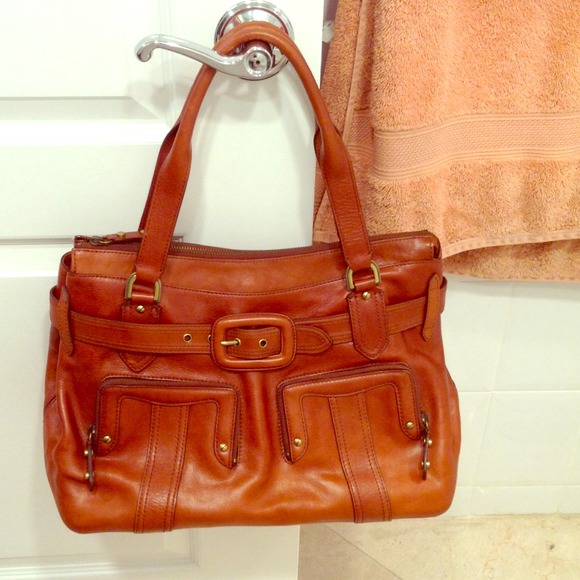 Cole Haan Aerin zip sachet, leather cognac