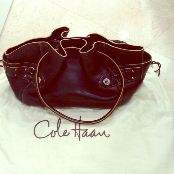 Cole Haan black leather village tote lunch bag