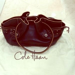 Cole Haan black leather village tote lunch bag