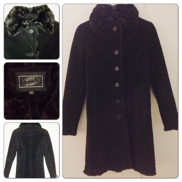 STEVE MADDEN Suede Shearling Coat
