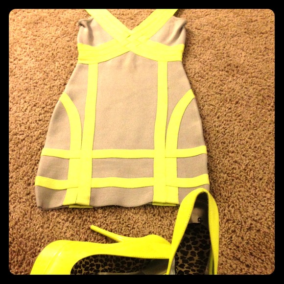 Full filling, Electric Club Bebe dress, & pumps