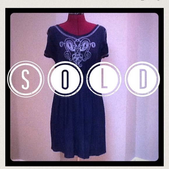 Navy And White Stitch Dress