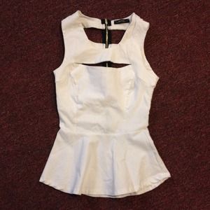 Classy White Peplum Top Small
