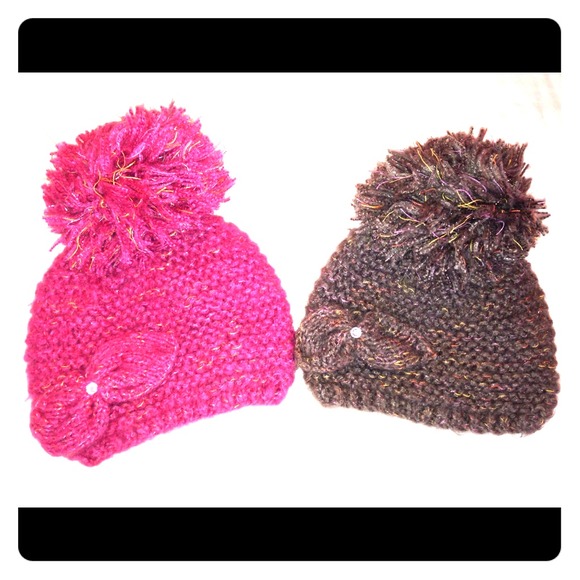 Chunky knit Pom Pom beanie bundle listing
