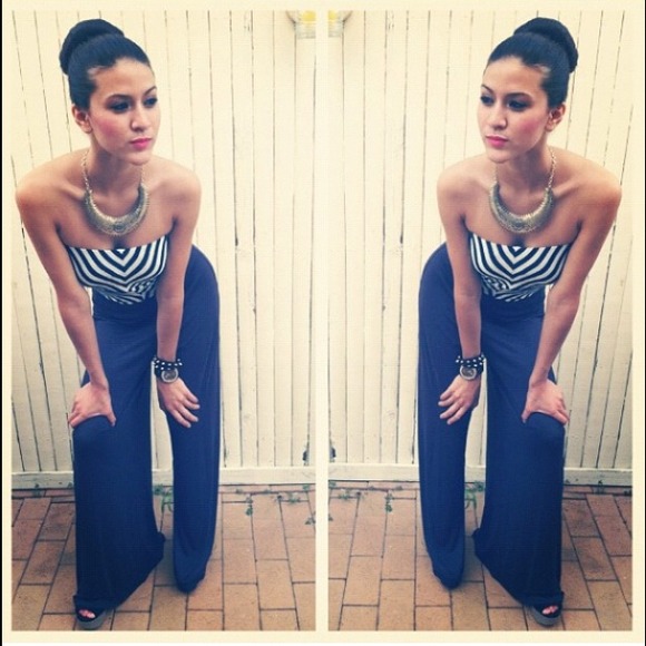 Pants - ⚡️Striped and blue jumpsuit size Small⚡️