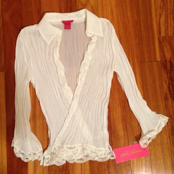 NWT white see through lace blouse