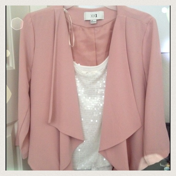 Pink cardigan, sparkly top, and sleeveless top