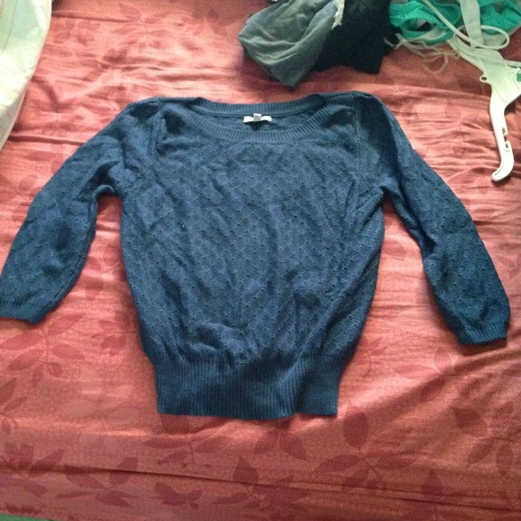 Blue diamond crochet sweater