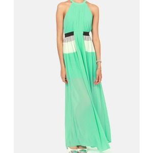 REDUCED Mint Pleated Halter Maxi Dress