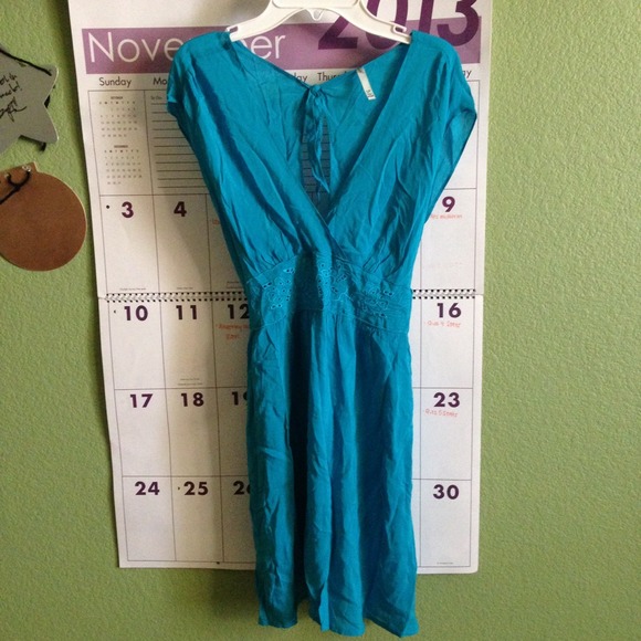 Aqua summer dress with crochet detail