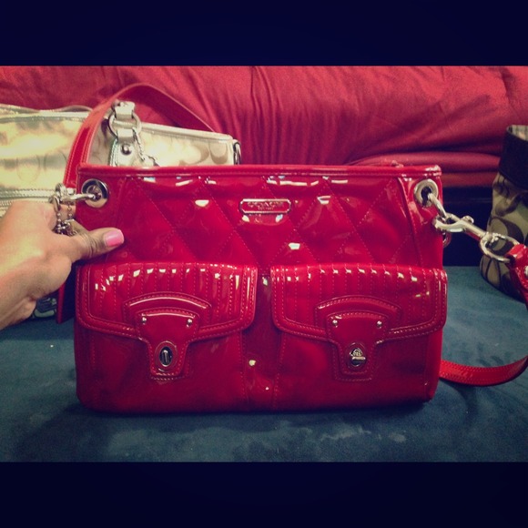 Red coach cross body bag