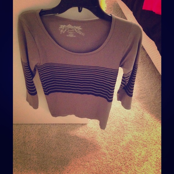 A snug gray striped shirt, never worn(ON HOLD!!!!)