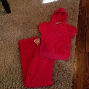 Hot pink Juicy Couture velour pant suit.