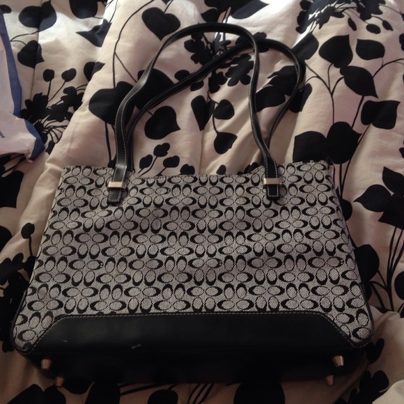 Black and grey handbag
