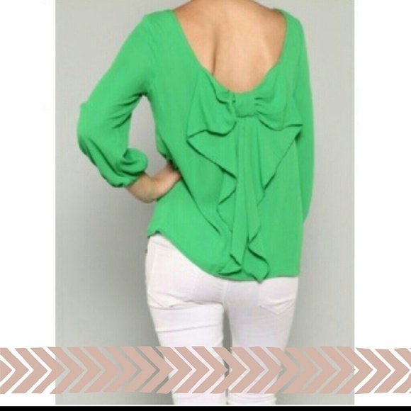 SOLD Emerald bow back top
