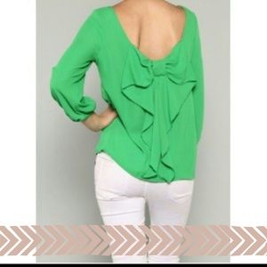 SOLD Emerald bow back top