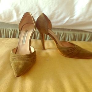 Manolo Blahnik olive green suede heels
