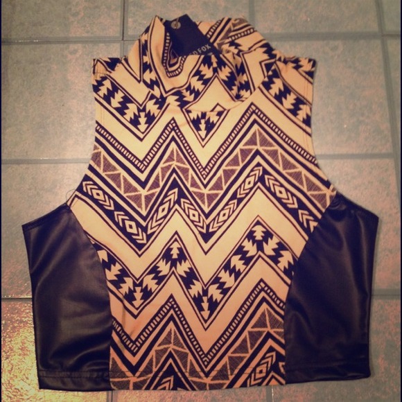 ❌SOLD❌ Aztec tribal leather Crop Top