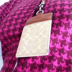 COACH ID Lanyard in butter yellow and tan leather