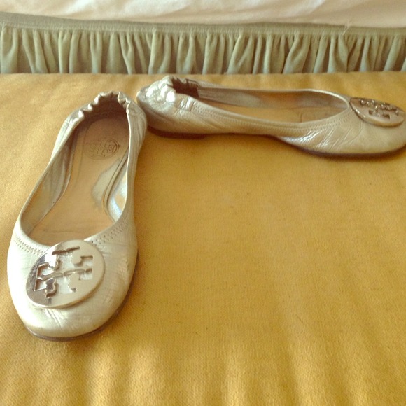 Tory Burch silver flats