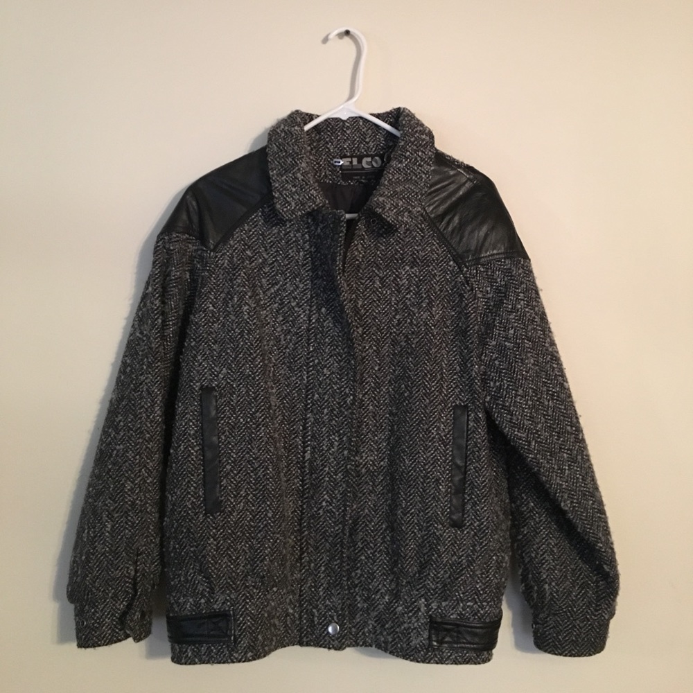 Vintage leather detailed jacket
