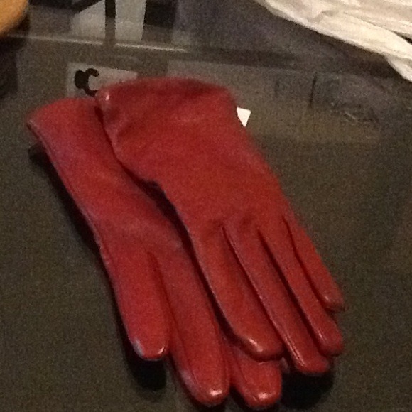 Charter club red leather gloves