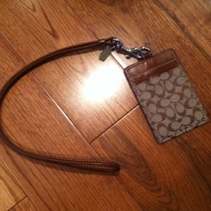 Coach Brown Tan ID Wristlet NWOT