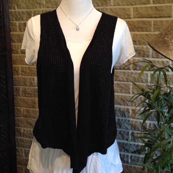 💯% Authentic L'Agence Vest - Black, silk, studded-ish, beautiful - Picture 2 of 4
