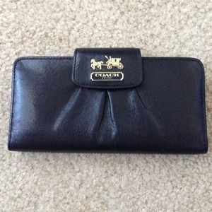 Leather Coach checkbook wallet