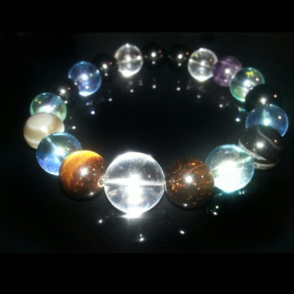 Exquisite GACKT  six gem onyx aqua aura bracelet