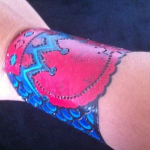 Handmade laser cut leather cuff