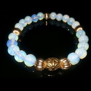 Chrome Hearts style Opalite bead bracelet