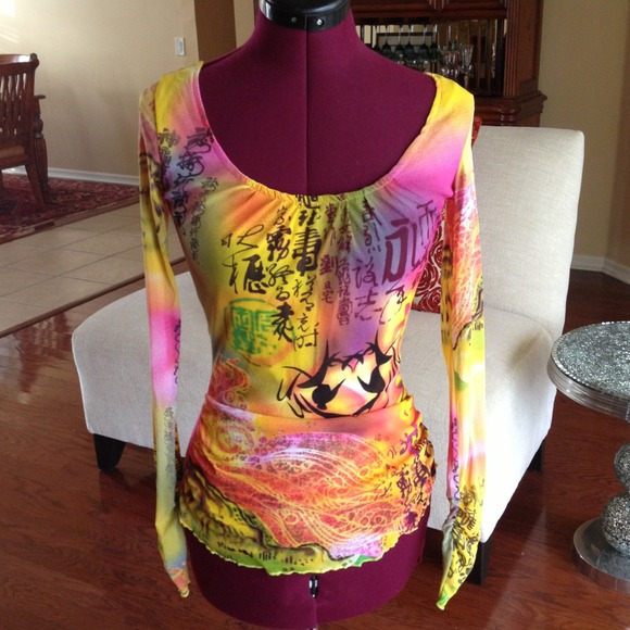 Retro Harajuku Style Part Sheer Mesh Top Shirt