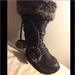 Real leather & faux fur boots for toddlers