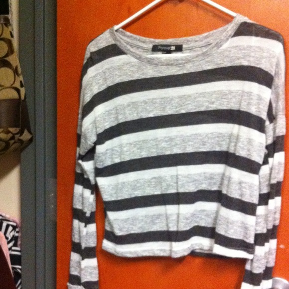 Forever 21 grey striped long sleeve top