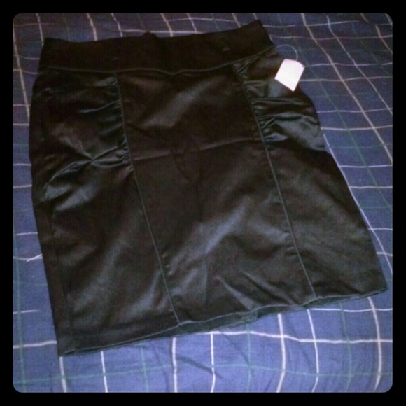 Black Shiny Pencil Skirt