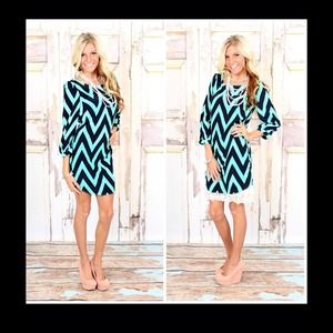 Chevron Dream Dress Green and Black