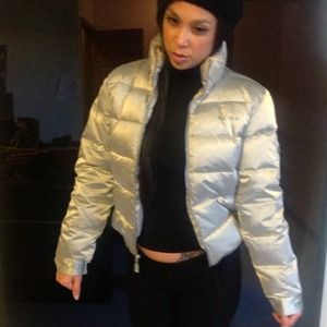 Bebe | Metallic Silver | Puff Jacket | Size Small