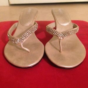 Tan crystal kitten heel sandal