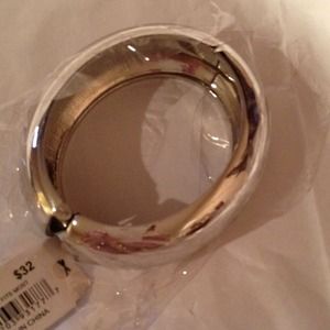 new cookie lee chunky silver tone hinged bracelet