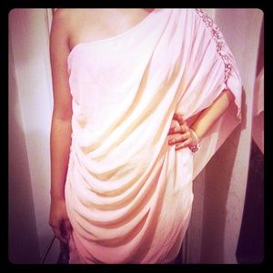 Studded One Shoulder Sheer Dress