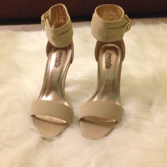Minimalist single strap nude heels