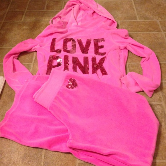 Victoria's Secret hot pink velour suit.