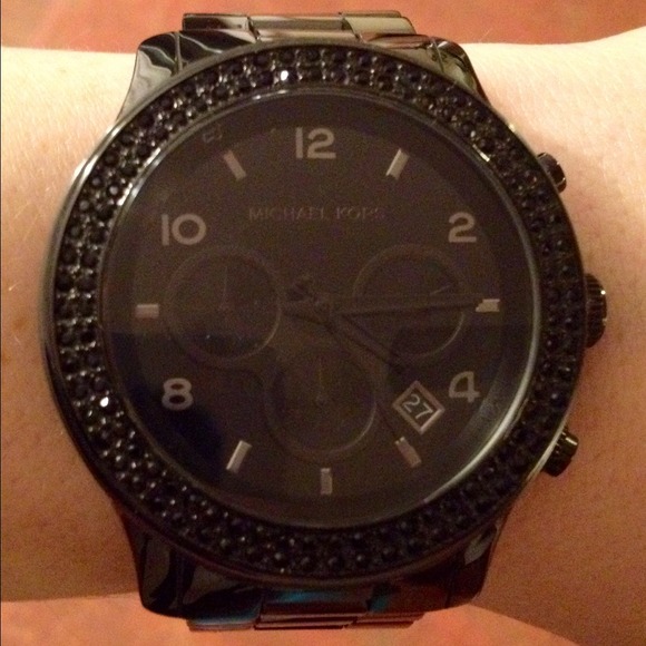 Michael Kors Black Ceramic Crystal Glitz Watch