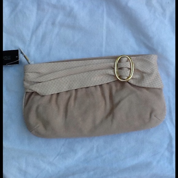 New banana republic pink suede clutch