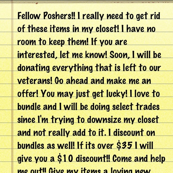 Fellow Poshers!!! Everything will be donated Dec 5
