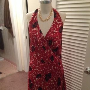 Ann Taylor red flowered dress sz 14