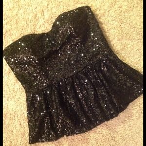 Sequin Peplum Bustier: Size M