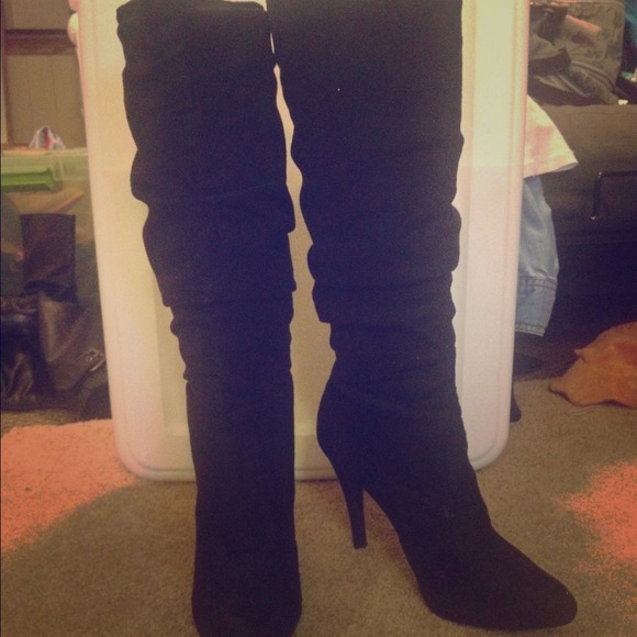 Suede Black Heels