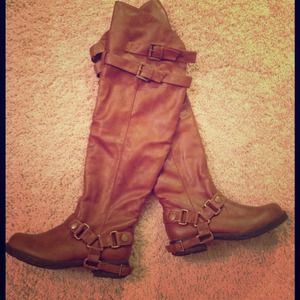 Brown Leather Knee High Boots: Size 6.5